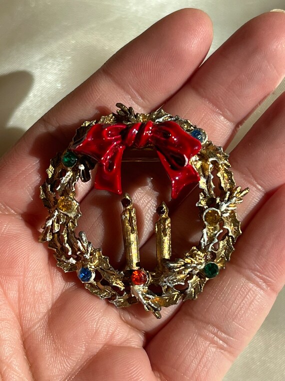 VINTAGE RHINESTONE WREATH Brooch,vintage wreath br