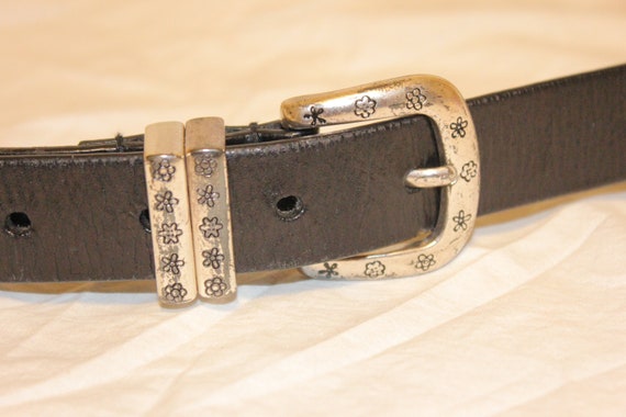 VINTAGE FLOWER LEATHER Belt,vintage leather belt,… - image 3