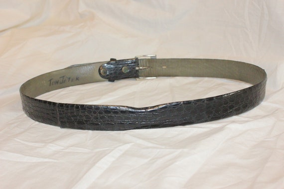 VINTAGE ALLIGATOR BELT,vintage black alligator be… - image 6