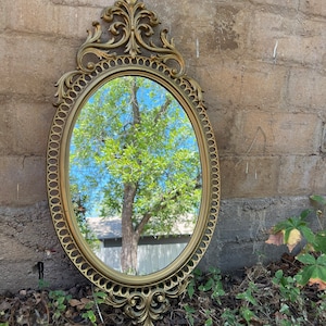 VINTAGE REGENCY GOLD Ornate Mirror,vintage gold mirror large,vintage gold mirror oval,vintage gold hanging mirror,gold mirror home decor