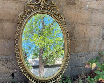 ハリウッドリージェンシー　ミラー ヴィンテージオーバルゴールドギルトミラー：ハリウッドリージェンシー