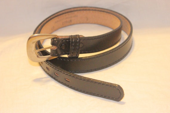 VGT LEATHER BELT,vintage black silver leather bel… - image 2