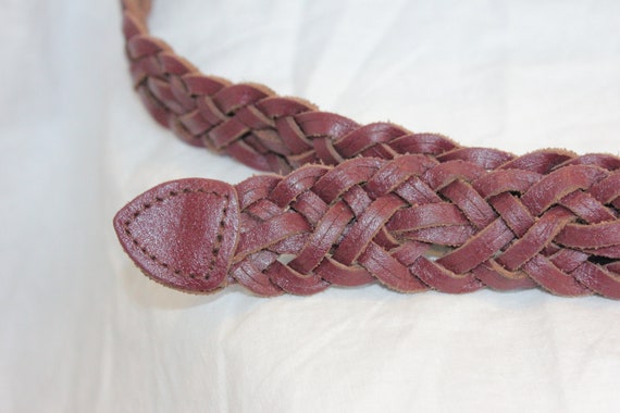 VINTAGE BRAIDED LEATHER Belt,brown leather belt,b… - image 6