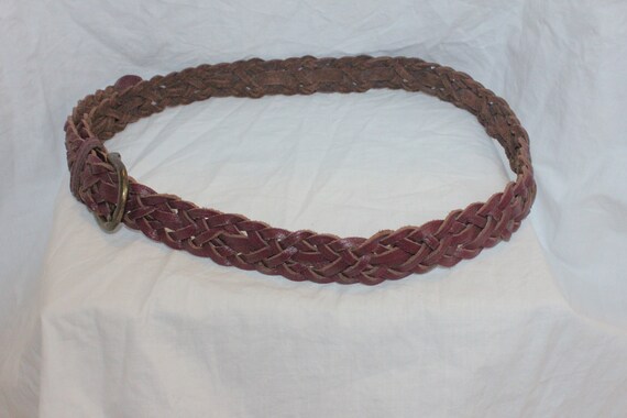 VINTAGE BRAIDED LEATHER Belt,brown leather belt,b… - image 7