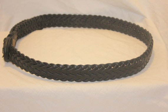 VINTAGE BLACK BRAIDED Leather Belt,black leather … - image 6