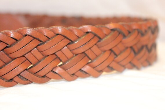 VINTAGE FOSSIL LEATHER Belt,vintage brown leather… - image 6