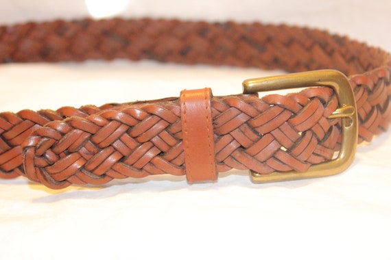 VINTAGE FOSSIL LEATHER Belt,vintage brown leather… - image 2