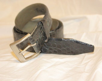 Vintage Black Alligator Grain Steerhide Leather Belt USA  display picture 1