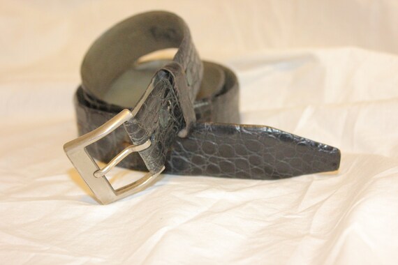 VINTAGE ALLIGATOR Belt,vintage Black Alligator Belt,vintage  display picture 1