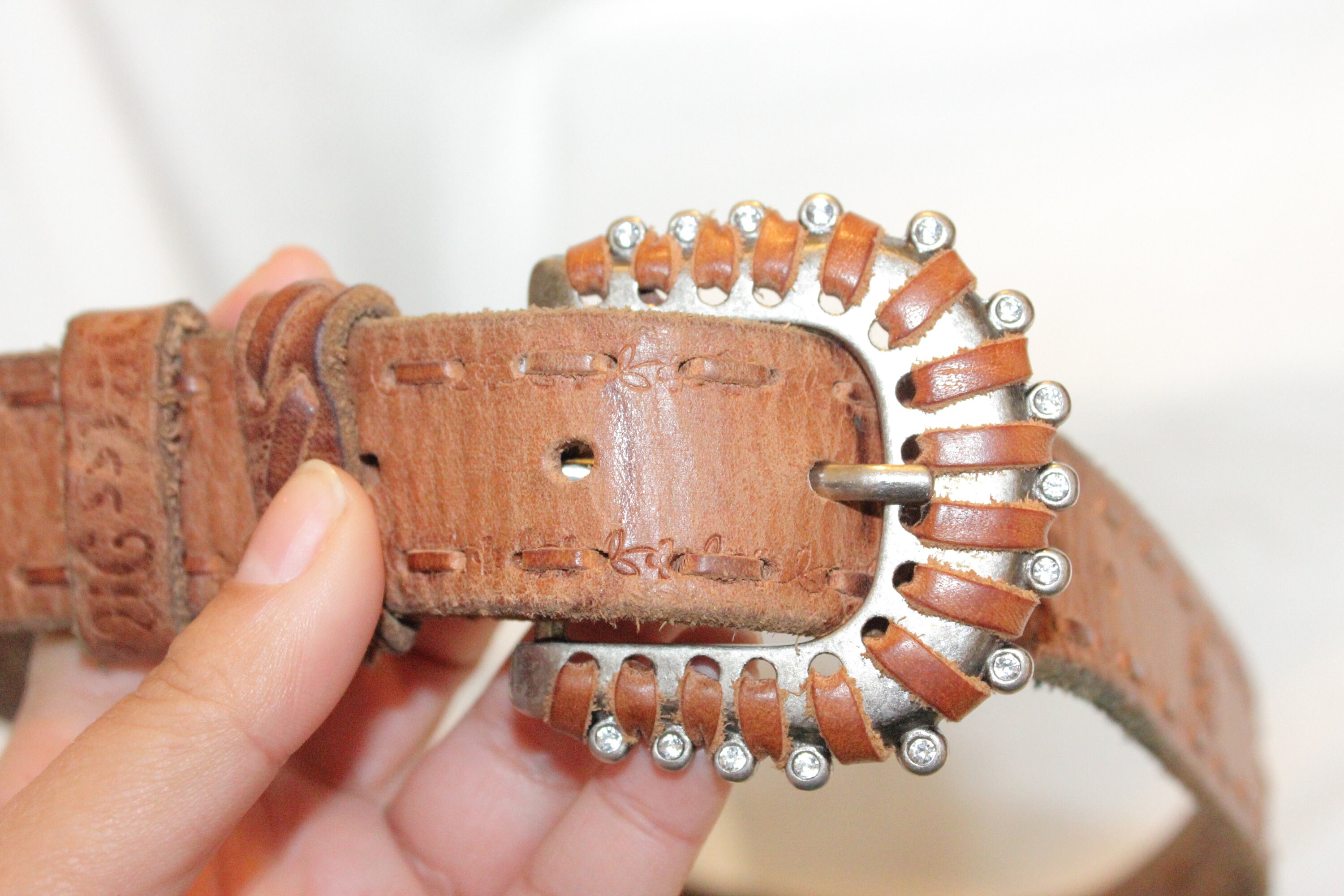 VINTAGE BOHO LEATHER Belt,vintage Leather Belt,women Leather 