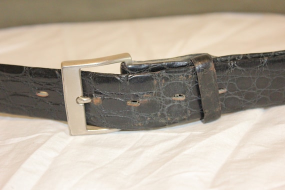 VINTAGE ALLIGATOR BELT,vintage black alligator be… - image 3