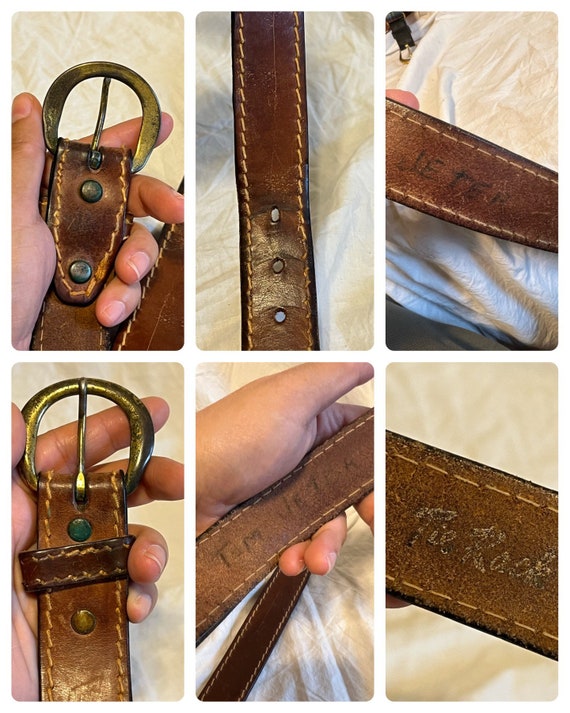 VINTAGE LEATHER BELT,vintage women brown leather … - image 9