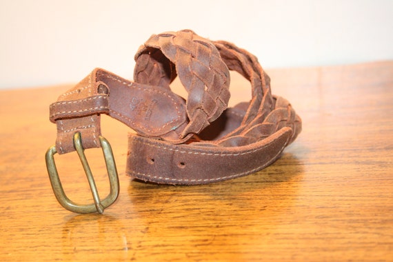 VINTAGE BRAIDED LEATHER Belt,brown leather belt,b… - image 1