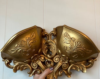 VGT ROCOCO BAROQUE Shelf,vintage homco pocket sconces,vintage pocket sconces,vintage gold Rococo sconce,vintage Baroque shelf,Baroque shelf