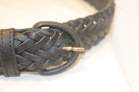 VINTAGE BLACK BRAIDED Leather Belt,black leather … - image 4