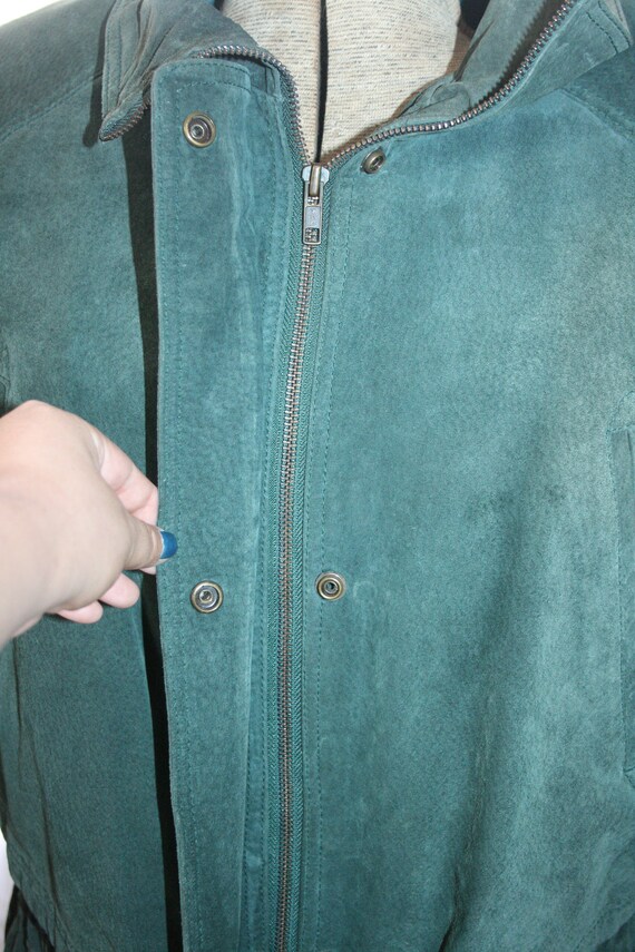 GREEN SUEDE JACKET,green suede biker jacket,gitan… - image 4