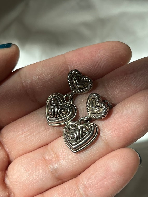VINTAGE HEART DANGLE Earrings,vintage heart earri… - image 5