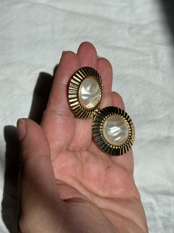 VGT OVERSIZED PEARL Earrings,vintage pearl caboch… - image 3