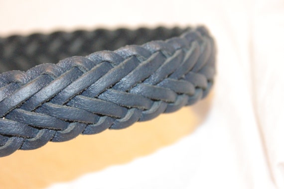 VGT NAVY BLUE Braided Leather Belt,blue leather b… - image 8