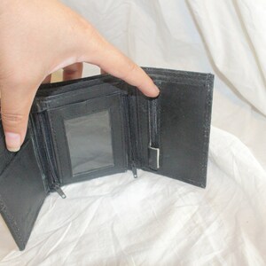 VGT CARTERA DE CUERO, billetera de cuero plegable vintage, billetera de hombres plegable, billetera de cuero negro vintage, billetera de viaje para hombres, billetera de cuero bifold para hombres