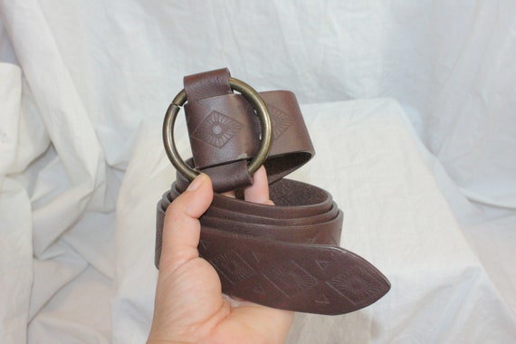 LOOP LEATHER BELT,womens leather belt,leather tri… - image 9