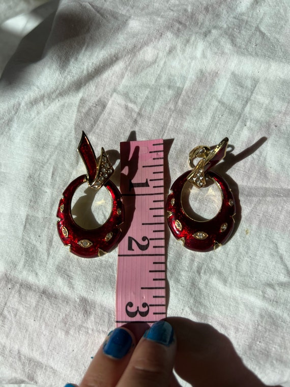 VINTAGE BIG RED Earrings,vintage big christmas ea… - image 8
