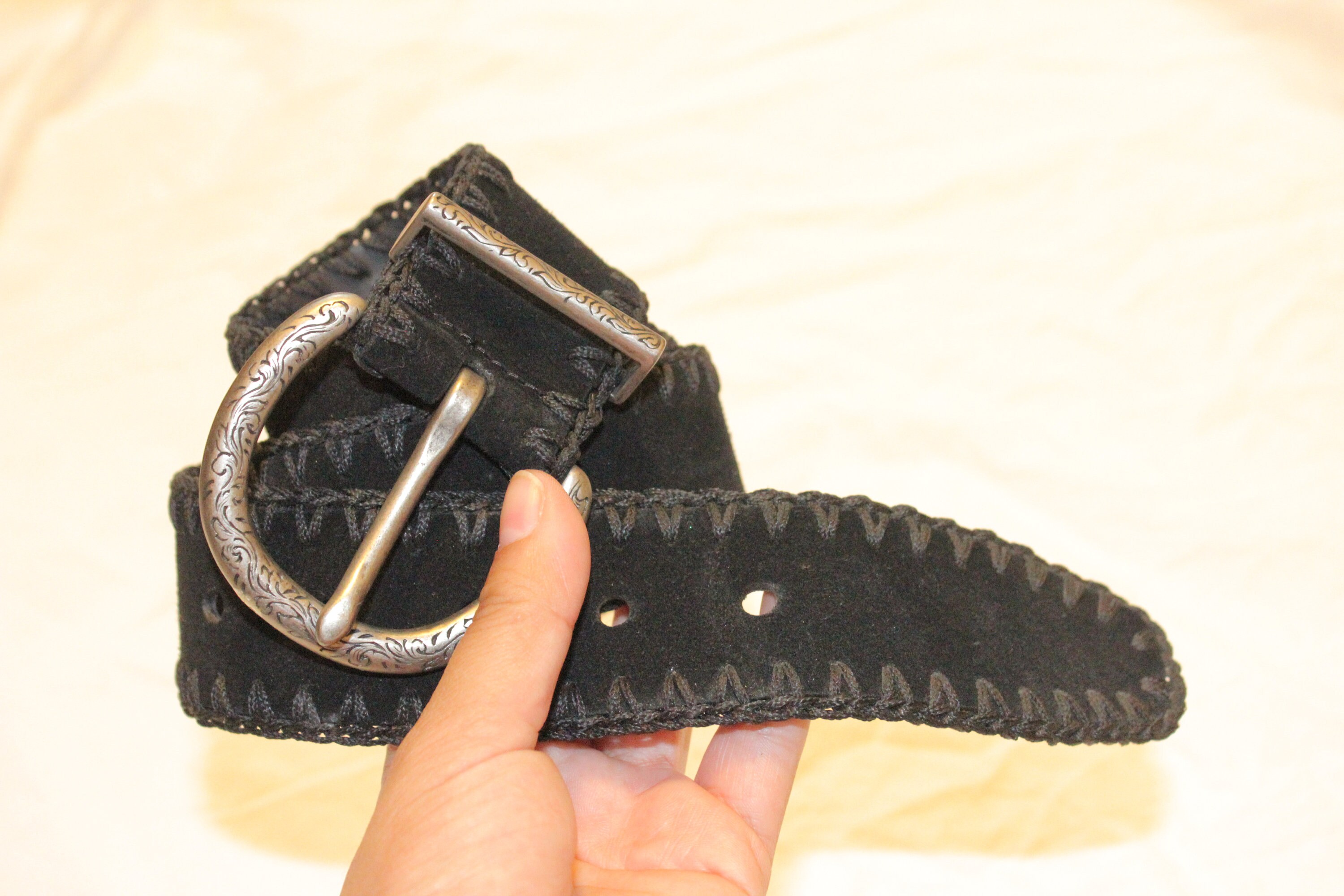 Liz Claiborne - black leather belt, M, vintage Liz Claiborne Accessories Genuine Leather Belt Style 2750  main image 4