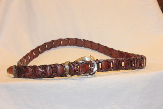 VINTAGE BRAIDED LEATHER Belt,braided leather belt… - image 1