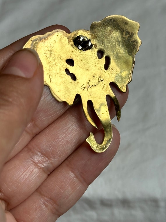 VINTAGE BRASS ELEPHANT Earrings,vintage gold bras… - image 2