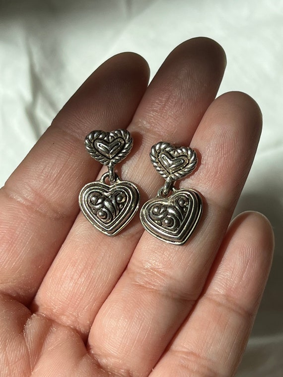 VINTAGE HEART DANGLE Earrings,vintage heart earrin