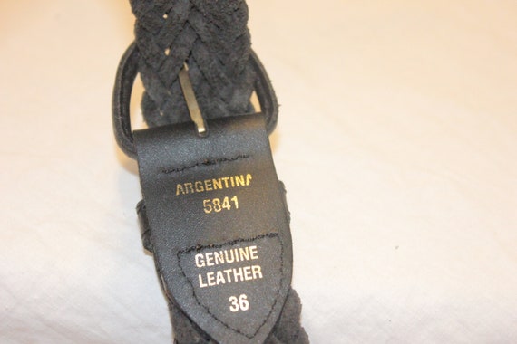 VINTAGE BLACK BRAIDED Leather Belt,black leather … - image 8