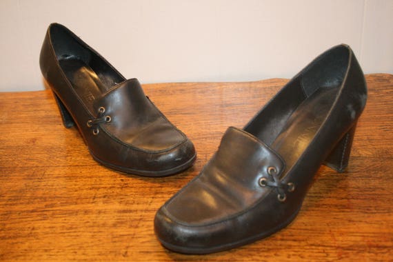 chunky heel penny loafers