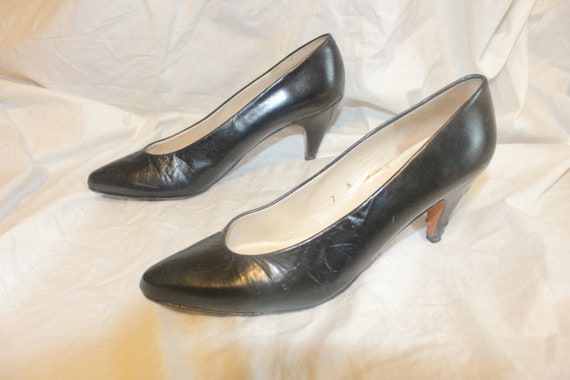 VINTAGE LEATHER BLACK Heels,leather black heels,v… - image 6