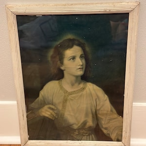 VINTAGE YOUNG JESUS Litho,vintage jesus art catholic,vintage jesus litho,vintage jesus lithograph,vintage jesus picture,vintage jesus art