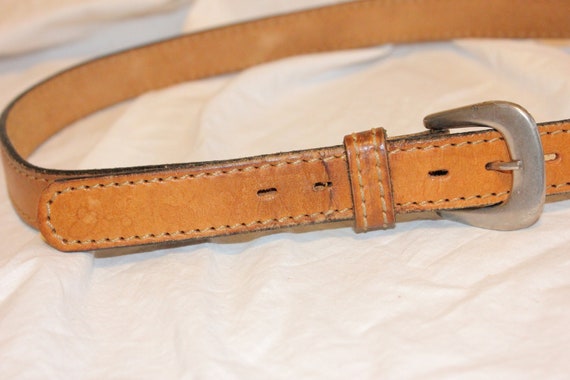 VGT LEATHER BELT,vintage small brown leather belt… - image 3