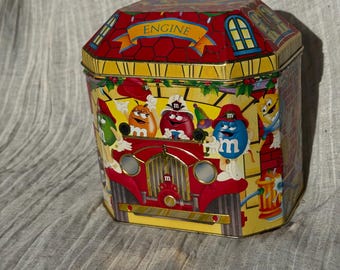 1997 M&m's Christmas Village Series Limited Edition Fire House Tin