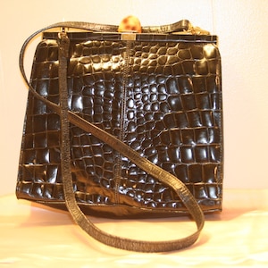 VINTAGE CROSSBODY LEATHER Purse,crossbody purse strap,crossbody purse for women,vintage crossbody purse,vintage black crossbody purse,purse image 1