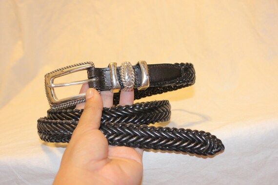 Leather rope belt - BLACK - women
