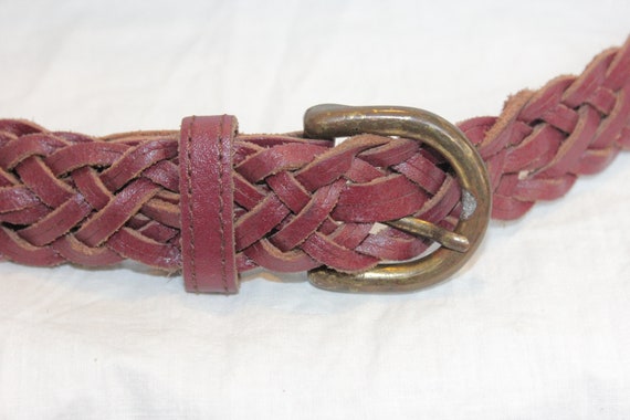 VINTAGE BRAIDED LEATHER Belt,brown leather belt,b… - image 3