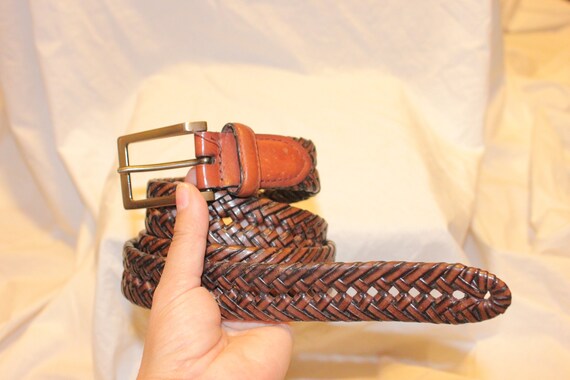 VINTAGE BRAIDED LEATHER Belt,brown leather belt,b… - image 2