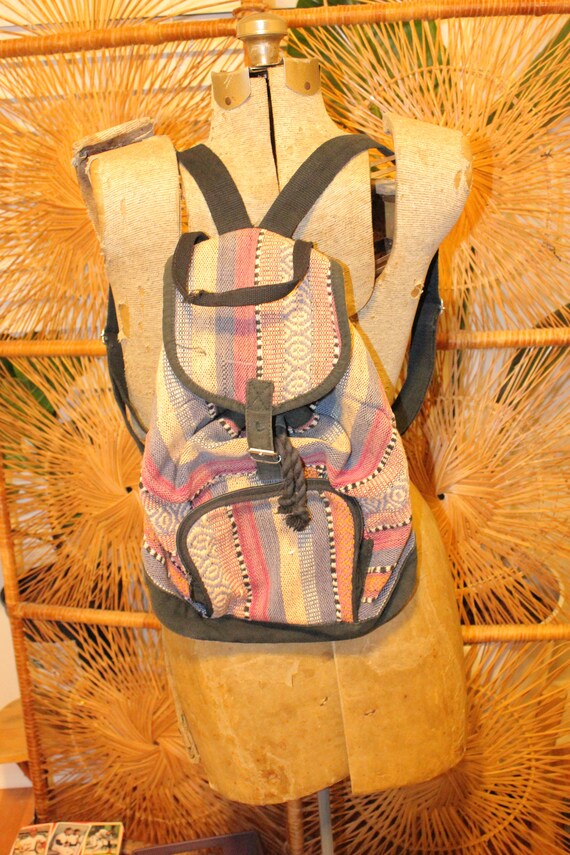 VINTAGE WOVEN ETHNIC Backpack,vintage woven embro… - image 3