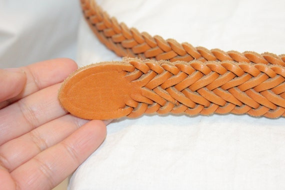VINTAGE BRAIDED LEATHER Belt,brown leather belt,b… - image 6