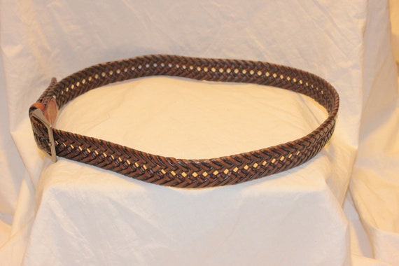 VINTAGE BRAIDED LEATHER Belt,brown leather belt,b… - image 8