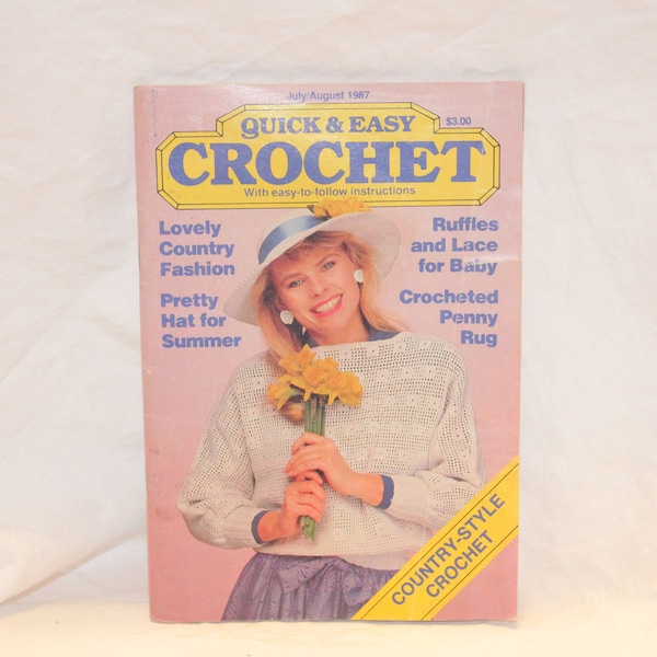 VINTAGE 1980s CROCHET Magazine,vintage crochet magazine,vintage craft book,vintage collage illustration pictures,vintage collage magazine