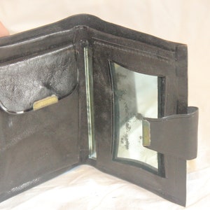 VINTAGE MIRROR LEATHER Wallet,vintage billfold wallet,vintage men leather wallet,leather mirror wallet,vintage black leather mirror wallet