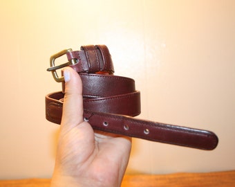 COACH LEATHER Belt,boho leather belt,leather belt,southwestern leather belt,maroon belt,small leather belt,skinny leather belt,thin belt