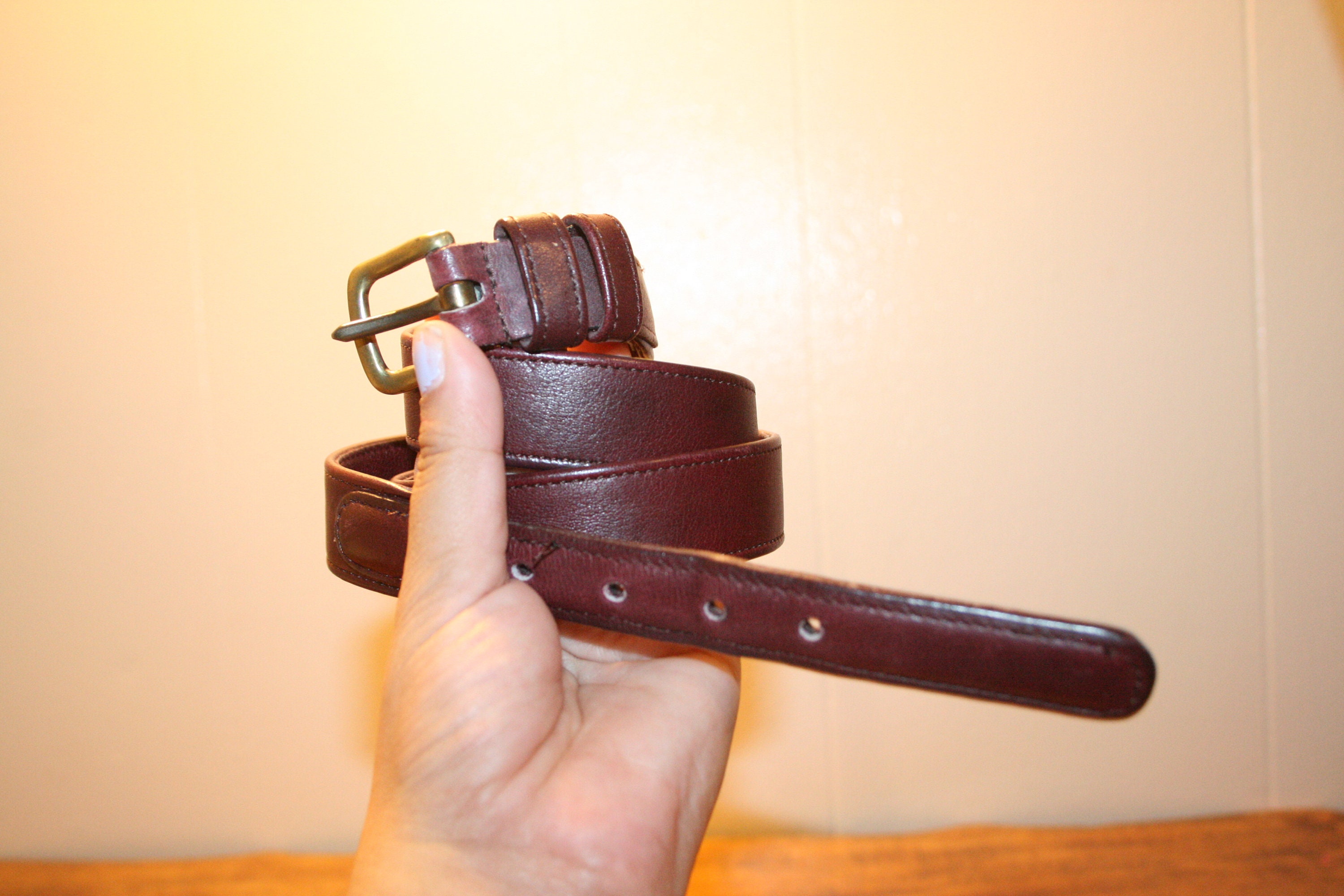 Coach Elegant Burgundy Leather Belt | Small 26 Coach Polished Cowhide Leather Belt 5936 - 34 - Burgundy  main image 4