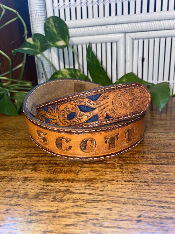 VINTAGE TOOLED SCOTT Belt,scott belt,scott,tooled… - image 2