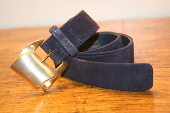 VGT PURPLE LEATHER Belt,vintage leather suede bel… - image 1