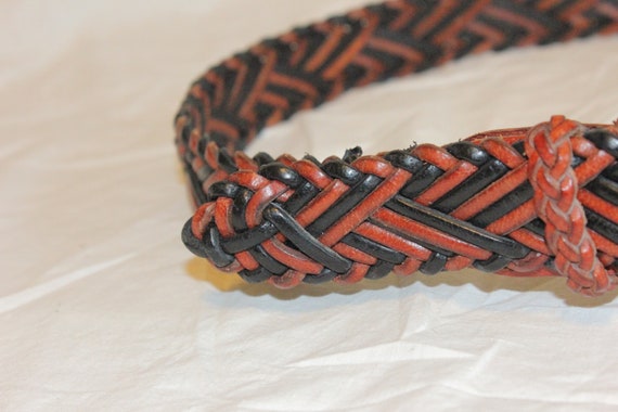 VGT BRAIDED LEATHER Belt,brown black leather belt… - image 5